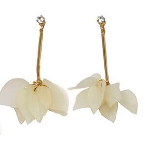Acrylic Flower Petal Rhinestone Earrings